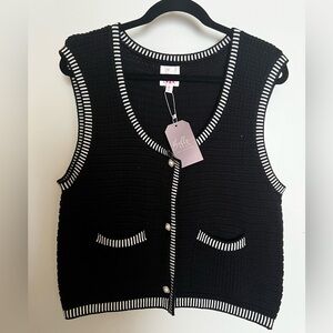 So Me Black and White V-Neck Sweater Vest